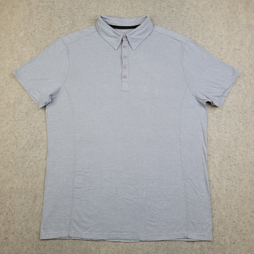 Hylete Polo Shirt Mens Large Gray Short Sleeve Performance Lightweight Stretch‎